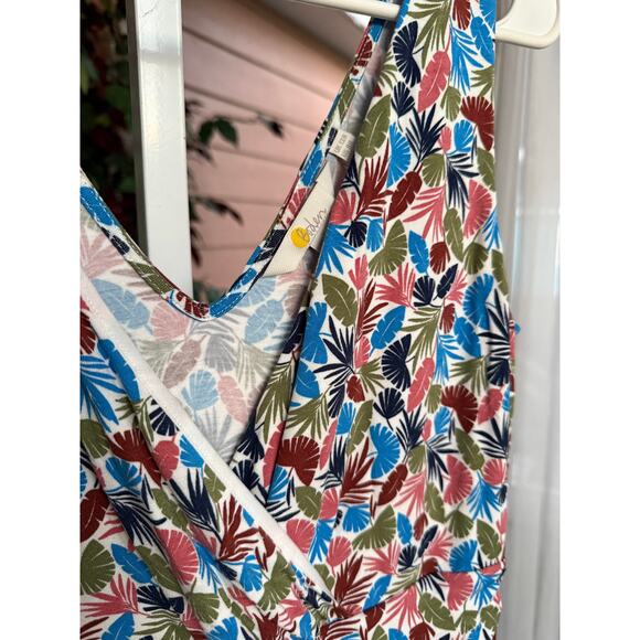 Boden Effie Jersey Dress - Ivory, Palm Leaf Print Size 12 M MEDIUM - Picture 2 of 12